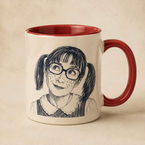 Taza oficial de La Chilindrina con la imagen del personaje